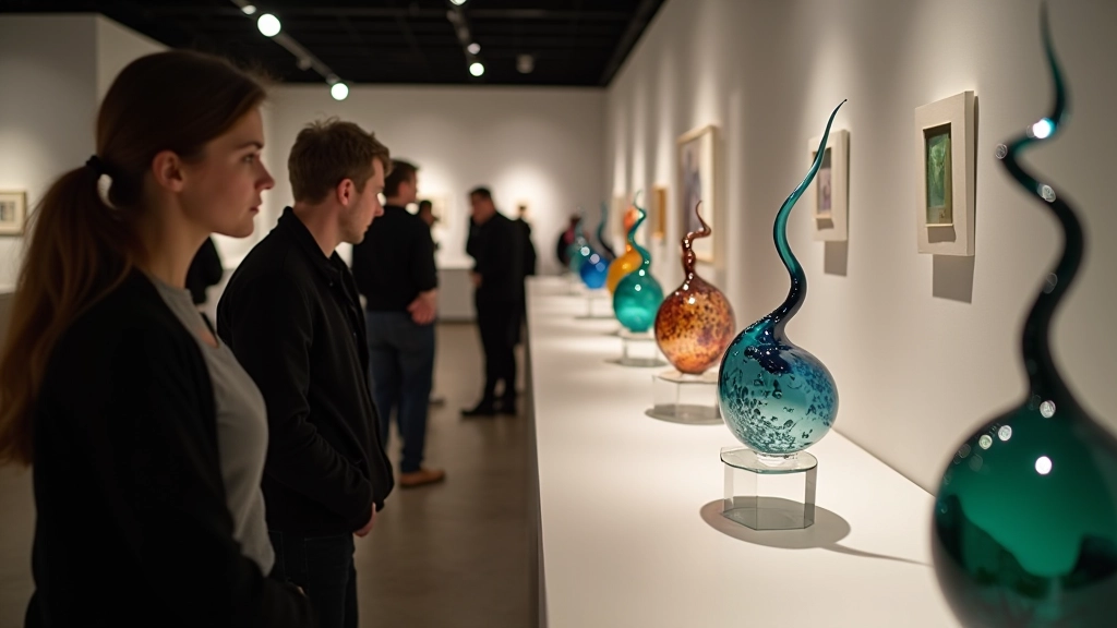 Visitors experiencing contemporary glass art installations at banaghmorne s.r.o. gallery