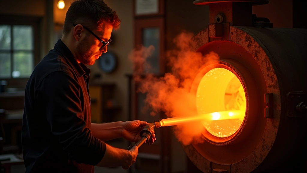 Expert glass artist demonstrating traditional blown glass techniques at banaghmorne s.r.o.
